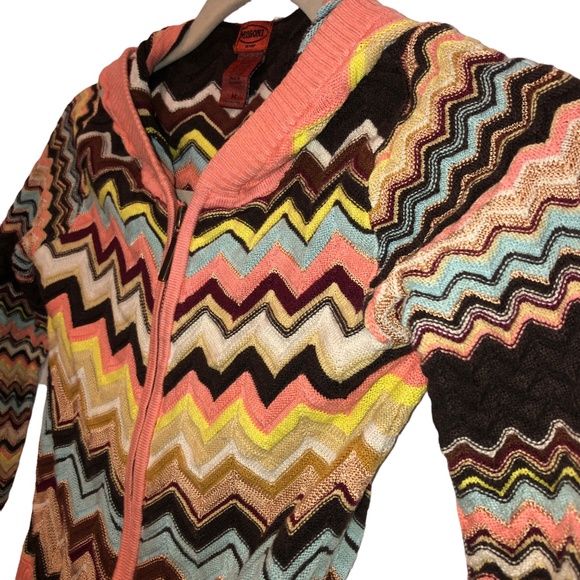 Missoni signature zig zag chevron cotton knit zip up hoodie sweater M KI… - Picture 4 of 4